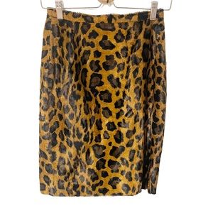 Vertigo Paris Size 4 Animal Print‎ Leopard Velvet Midi Back Slit Skirt